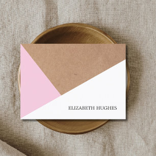 Moderne Koele Kraft Papier Licht Roze Witte Geomet Visitekaartje