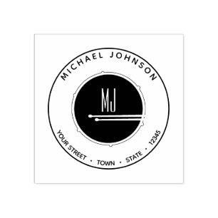 Moderne koele monogram beginletters retouradres 	rubberstempel