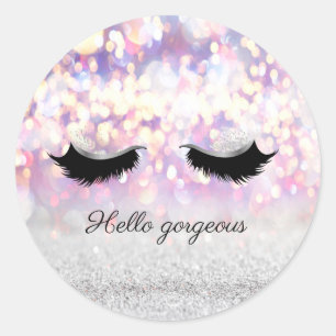 Moderne koele roze zilveren glitter bokeh, nep wim ronde sticker