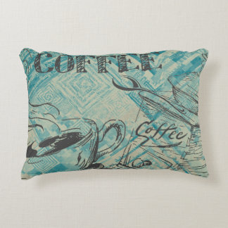 Moderne koffie-art schets blauw accent kussen
