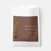 Moderne Koffie Bruin en Gouden Blad Bruiloft Favor Bedankzakje (Voorkant)