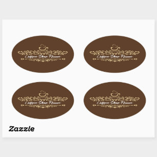 Moderne Koffie café winkel welkom Personaliseer na Ovale Sticker