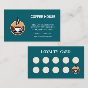 Moderne koffie krijtbord gevouwen loyaliteit stemp visitekaartje
