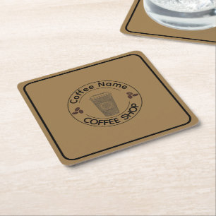 Moderne Koffiewinkel Café Tea Bar Custom Barista Vierkante Kartonnen Onderzetter