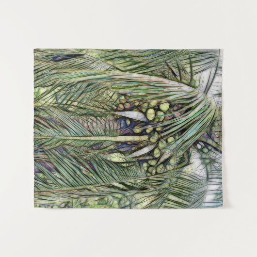 Moderne Kokospalm Tropische Groenvoorziening Wandkleed (Voorkant (horizontaal))