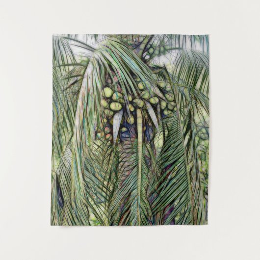 Moderne Kokospalm Tropische Groenvoorziening Wandkleed (Voorkant)