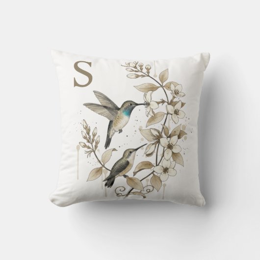 Moderne Kolibrie Bloemaccent Kussen (Voorkant)