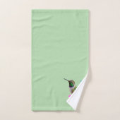 Moderne Kolibrie en Bloem op Licht Saliegroen Bad Handdoek (Handdoek)