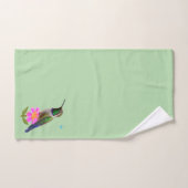 Moderne Kolibrie en Bloem op Licht Saliegroen Bad Handdoek (Handdoek)