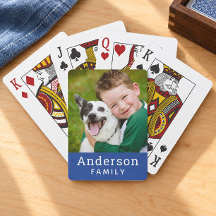 Moderne Koninklijk Blauwe Familienaam Foto Pokerkaarten
