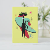 Moderne kool kat uit de midden eeuw bedankkaart (Staand voorkant)