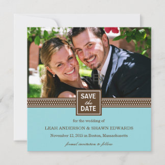 Moderne Koppel Save The Date Aankondiging Turquois