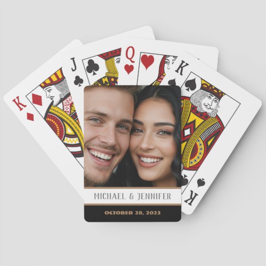Moderne koppelmonogramdatum aangepaste foto naam pokerkaarten (Achterkant)