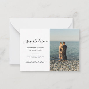 Moderne Koppels Foto Save the Date Notitiekaartje