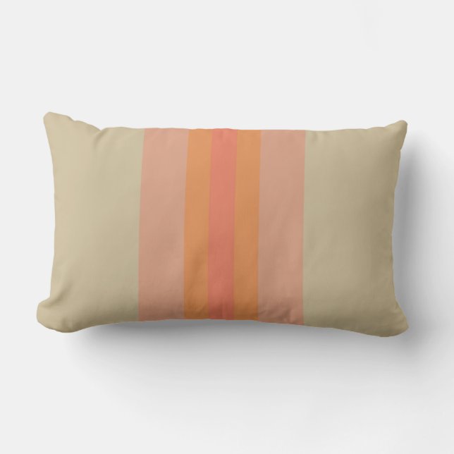 Moderne koraal beige striped lumbar Pillow Kussen (Voorkant)