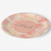 Moderne koraal perzik Elegant Script vieren Papieren Bordje (Gekanteld)