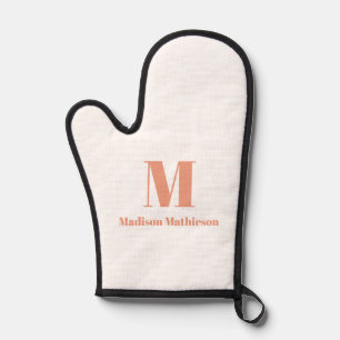 Moderne koraal roze eenvoudige letter monogrammed ovenwant