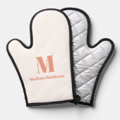 Moderne koraal roze eenvoudige letter monogrammed ovenwant (Voorkant / Achterkant)