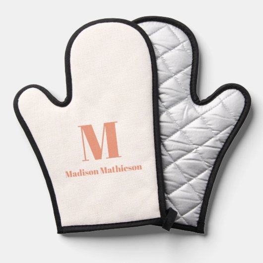 Moderne koraal roze eenvoudige letter monogrammed ovenwant (Voorkant / Achterkant)