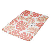 Moderne koraalbladeren en monogram tropisch badmat (Gekanteld)