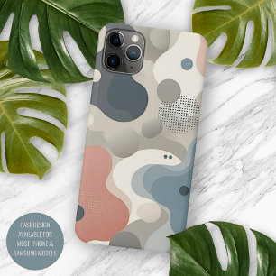 Moderne koraalrode beige grijze blauwe kunstpatroo iPhone 11 pro max hoesje