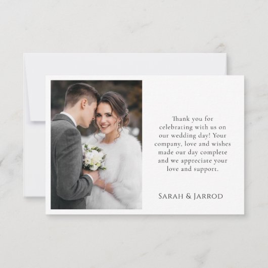 Moderne koraalroze foto bruiloft Hartelijk dank Bedankkaart (Achterkant)