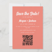 Moderne Koraalroze QR-code Trouwen Save The Date (Voorkant)
