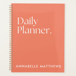 Moderne koraalroze rode dagelijkse planner met mon