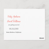 Moderne koraalscriptbruiloft Sparen de foto van de Briefkaart (Achterkant)