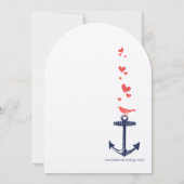  moderne koraalwalvisvaart Nautical Wedding Kaart (Achterkant)