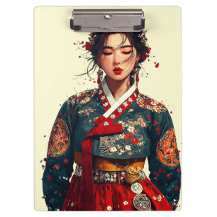 Moderne Koreaanse vrouw in Hanbok-portret Klembord