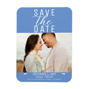 Moderne Korenbloem Blauwe Save the Date Huwelijksf Magneet