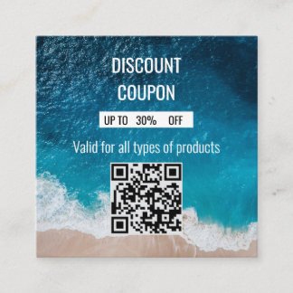 Moderne kortingscoupon met oceaanthema met QR-code Kortingskaartje
