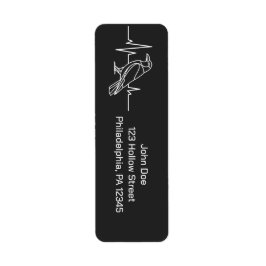 Moderne Kraai & hartslag, minimalistisch, Hallowee Etiket