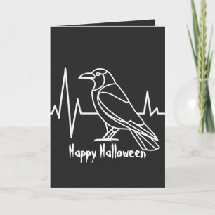 Moderne Kraai & hartslag, minimalistisch, Hallowee Kaart