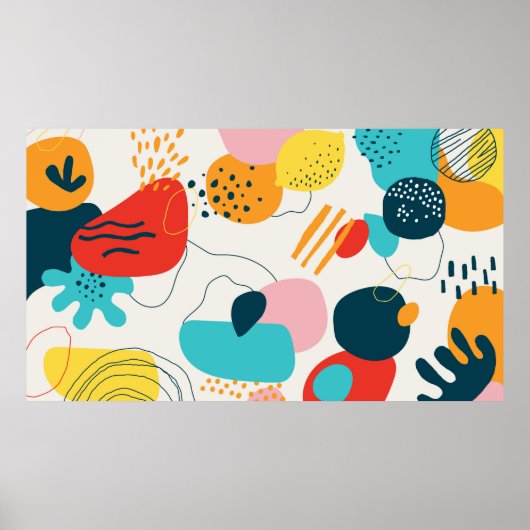 Moderne krabbelachtergrond. Trendy geometric doodl Poster (Voorkant)