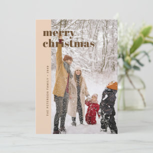 Moderne Krachtige Beige & Bruine Prettig Kerstmis Feestdagenkaart