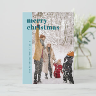 Moderne Krachtige Blauwe & Turquoise Prettig Kerst Feestdagenkaart