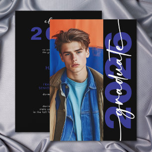Moderne Krachtige Blauwe Typografie Grad Afstudeer Kaart