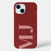 Moderne Krachtige Diep Rode Aangepaste Monogram Case-Mate iPhone Case (Achterkant)