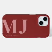 Moderne Krachtige Diep Rode Aangepaste Monogram Case-Mate iPhone Case (Achterkant (horizontaal))