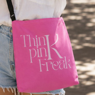 Moderne, Krachtige 'Think Pink Freak' Typografie Crossbody Tas