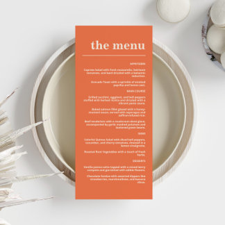 Moderne, Krachtige Typografie Trouwfeest Oranje Ma Menu