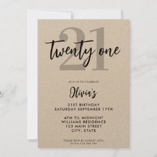 Moderne Kraft Elegant 21e Verjaardag Kaart