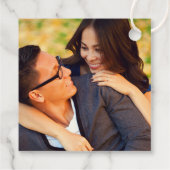 Moderne Kraft en Zwart Bruiloft Monogram Foto Bedankjes Labels (Achterkant)