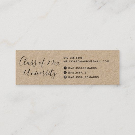 Moderne kraft-klasse van afstuderen met fotonaamka contactkaartje (Achterkant)