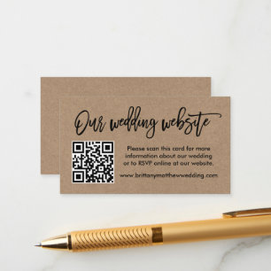 Moderne kraft Wedding Website QR van het Manuscrip Informatiekaartje