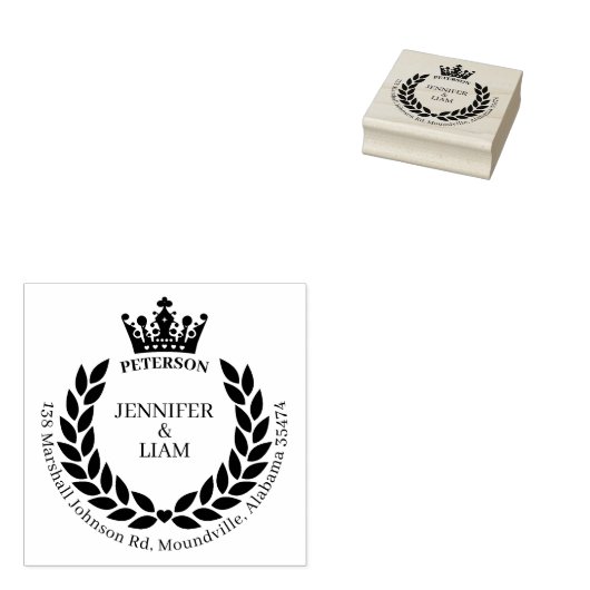 Moderne krans en kroon aangepaste retour adres rubberstempel (Gestempeld)