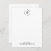 Moderne krans Handgeschreven Monogram Initialen Notitiekaartje (Voorkant / Achterkant)