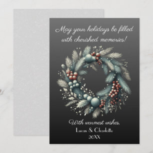 Moderne krans in Scandinavische stijl, tegen een g Feestdagenkaart